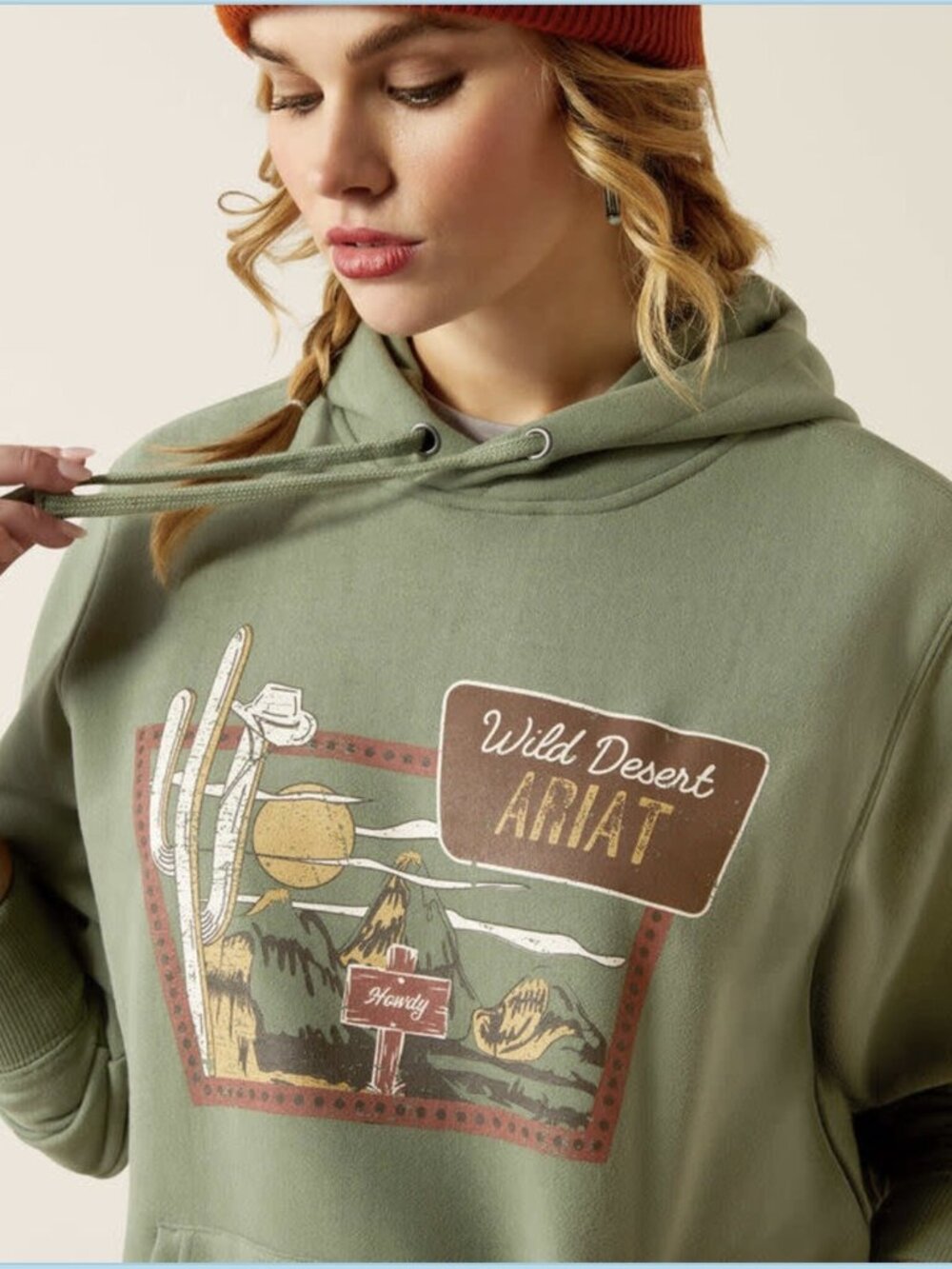 Ariat Women’s Route 66 Wild Desert Hoodie Sea Spray Olive Green Small Sweatshirt